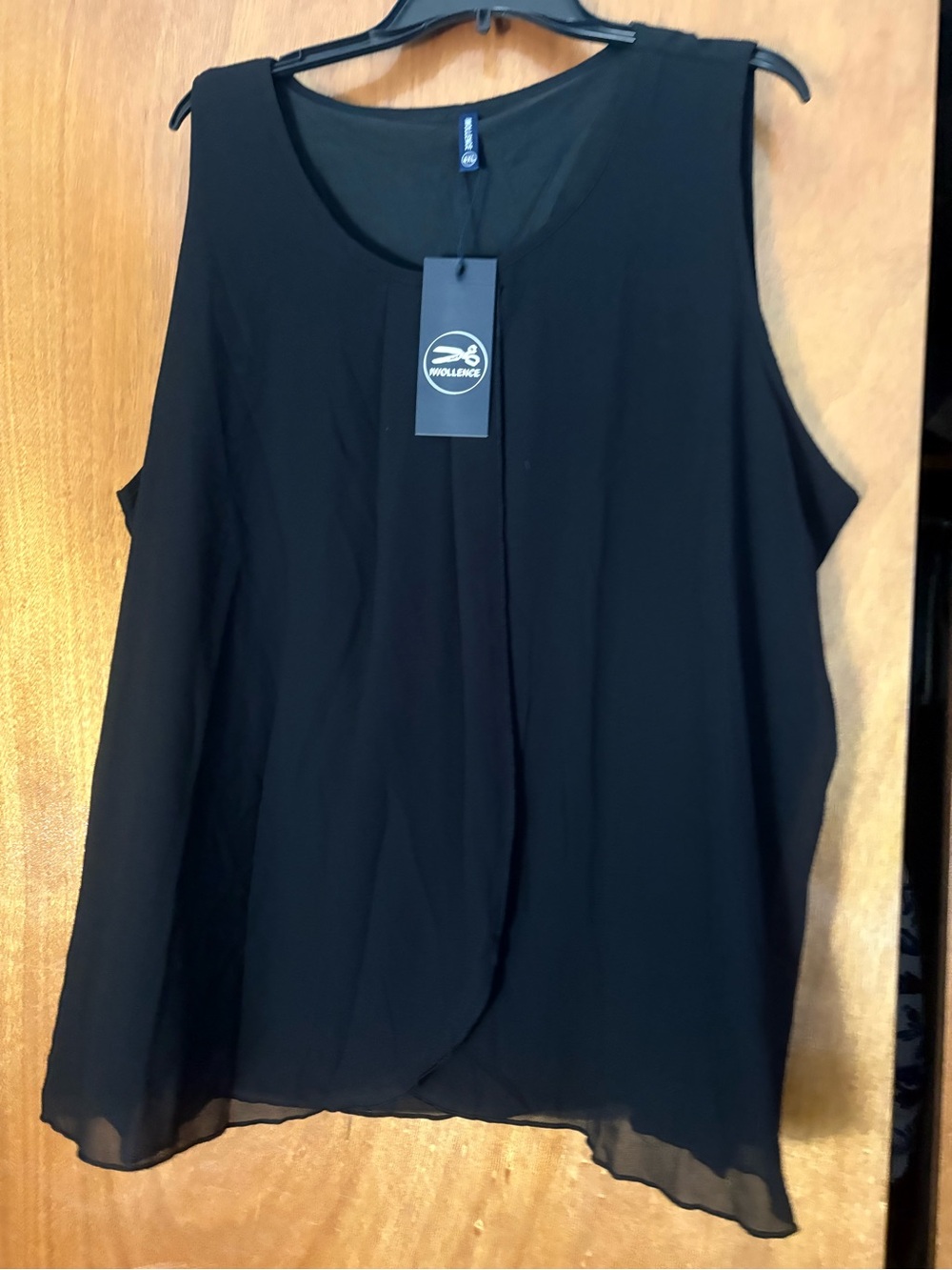 Two Sleeveless Overlay Blouse black and white